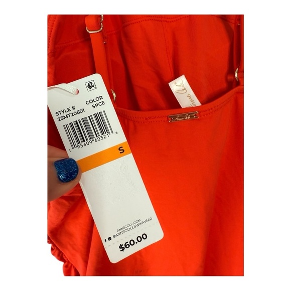 Anne Cole Red Spice High Neck Tankini Shirred Size Small NEW Style 23MT20601 - Picture 6 of 9